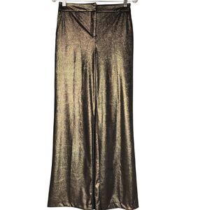 Joie Womens Pant Straight Coated Polish Gold Black Sz 4 Glam Retro Disco Y2K 90s